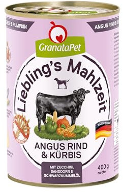 GranataPet Liebling's Mahlzeit Angus Rind & Kürbis, Nassfutter für Hunde, Hundefutter ohne Getreide & ohne Zuckerzusätze, Alleinfuttermittel, 6 x 400 g