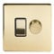 Soho Lighting Brushed Brass Dimmer and Rocker Switch Combo Blk Ins Screwless (2 Way Switch & Trailing Dimmer)