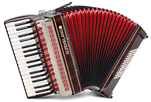 Alpenklang Pro Akkordeon III 72 M Palisander - 34 Diskant-Tasten- 6 Diskant-Register - 3-chörig im Diskant - 4-chöriger Standard-Bass - inkl. Musette Register - inkl. Koffer & Riemen