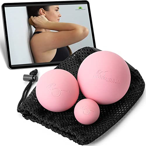 Bomb-Ball Pink Massage Ball Set - Faszien + Lacrosse Bälle für ultimative Muskelentspannung, Selbstmassage, Faszientraining + Triggerpunkt Therapie