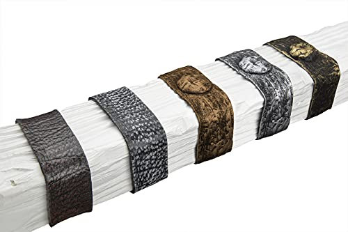 DECO WOOD Balkenbeschlag aus Kautschuk, 1 Meter Länge, Gummi Zierriemen (GL30 - graues Leder - 4x100cm) Balkengürtel Urban Lederoptik
