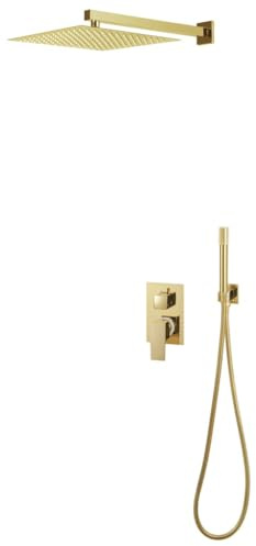 vidaXL Duschsystem Duschset Regendusche Duscharmatur Brausegarnitur Duschgarnitur Duschkopf Handbrause Duscharm Edelstahl 201 Golden