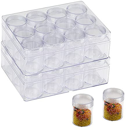 TDOTM 2 X 12 Pieces Bead Storage Container Embroidery Diamond Storage Organizer Box, Clear Painting Jewelry Earring Sewing Nail Storage Jars with Screw Lid for DIY