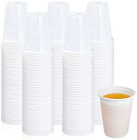 [500 PACK] White Plastic Cups, Small Disposable Cups, 5 oz Jello Shot Cups and Beverage Tumbler for Tasting, Drinking and Party.