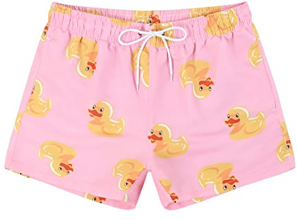 SUNDAY ROSE Short de bain pour hommes à séchage rapide Short de plage décontracté Maillot de bain Maillot de bain d'été pour hommes Short de surf avec poches et doublure en maille, Canard rose., L
