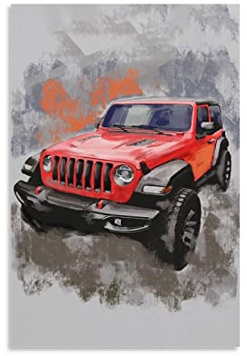 Auto-Poster, Jeep Wrangler, Kunstgemälde, Leinwand-Kunst, Poster und Wandkunst, modernes Familienschlafzimmerdekor, Poster, 40 x 60 cm