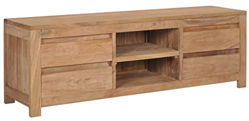 Catherinol TV-Schrank, TV Board, TV Lowboard, Fernsehtisch, Fernsehschrank, TV Tisch, TV Regal, TV-möbel & Phonomöbel, TV Bank, TV Sideboard, 120×30×40 cm Massivholz Teak