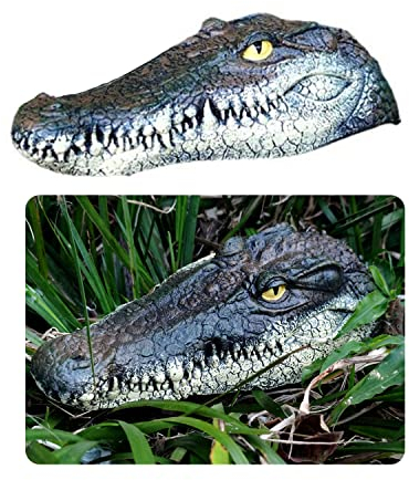 gotosee Wasserschwimmender Krokodil Krokodilkopf Gartenteich Wasserspiel Ornament Reiher Abschreckung für Teiche Ornamente
