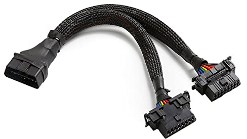 Bolwins A04C OBD2 16-Pin Y-Splitter Verlängerungskabel – 1 Stecker auf 2 Buchsen Adapter für Diagnosegeräte, gleichzeitiger Zugriff, flexible Erweiterung, kompatibel mit OBDII Fahrzeugen