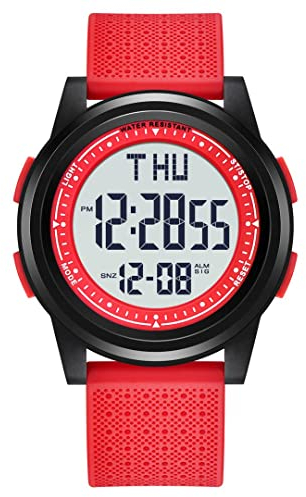 aswan watch Digitaluhr für Herren mit Wecker,Licht,Datum,Stoppuhr,Dual Zeit,Countdown-Dünn und Große Zifferblatt Armbanduhr mit Silikonarmband