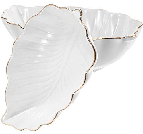 Alipis Bowl Plates Ceramic 2pcs Leaf Shape Ceramic Sauce Dish Dipping Bowl Small Seasoning Dish Appetizer Sushi Plates Snack Serving Tray Side Dish for Bbq Soy Sauce Appetizer Plates Ceramic