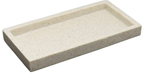 BOMBKI Bandeja Rectangular Antideslizante de Resina de Cuarto de Baño, Bandeja Decorativa Rectangular, Bandeja Decorativa para Hogar, para Joyas, Velas y Jabón (Gris Piedra)