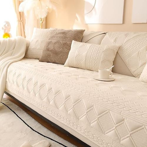 Samt Sofabezug Ecksofa Couchbezug Sofaiberwurf l Form Eckcouch 3/2 Sitzer Sofaschutz Schonbezug Sofaschoner rutschfest Hund Katze Sofabezügen Grau Furniture Sofa Protector ( Color : #5 , Size : 90x180