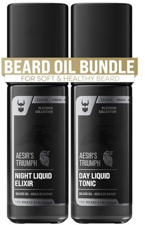 The Beard Struggle Bartöl Set Tag & Nacht – Bartpflege & Bartwuchsöl Bundle für Männer – Feuchtigkeit, Pflege & kräftiger Bart 2×30 ml