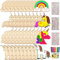 Mecctuck Einhorn Bastelset, 40 Stück Bastelset Kinder, Deko Kindergeburtstag, Holz Basteln mit Diamant Abziehbilder Stift Glitzerband, Holz Einhorn Basteln für Kinder DIY Party Hochzeit