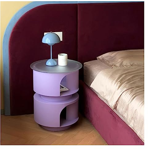 LaMaMe Beistelltische, Kleiner Beistelltisch mit Katzenhaus, Katzenbett, Beistelltisch, Nachttisch, Couchtisch mit Katzenbett, Katzenwohnungen (lila)