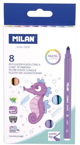 MILAN® Caja 8 rotuladores punta cónica, colores Pastel