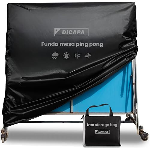 DICAPA Funda Mesa Ping Pong Exterior, Funda Protectora para Mesa Ping Pong Plegable de 165x70x165 cm, Funda Mesa ping pong Impermeable y Resistente (Negro)