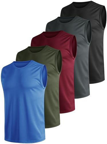 Teesmen Tank Top Herren Tanktop Muskelshirts Ärmelloses Shirt Achselshirts Axelshirt Muscle Sommer Sport Gym Lauf Fitness Atmungsaktiv MäNner Set 5er Pack (3, XL)