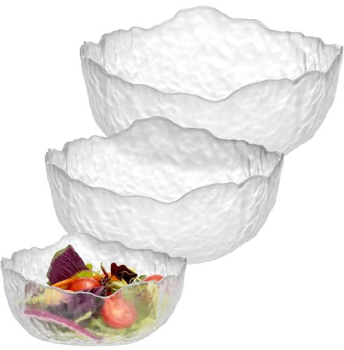 Navaris Bol en Verre - Lot 3X saladier en Verre trempé Transparent pour céreales pâtes Soupe Salade Fruits Glace - Bol mélangeur coupelle jatte