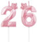Geburtstagskerzen Zahlen 26 mit Krone，3D Kerzen Geburtstag für Kuchen geburtstagsdeko, Geburtstag Kerzen Zahlen, Geburtstagskerzen Kinder für Partys, Hochzeiten, Firmenfeiern, Jubiläen (Rosa, #26)
