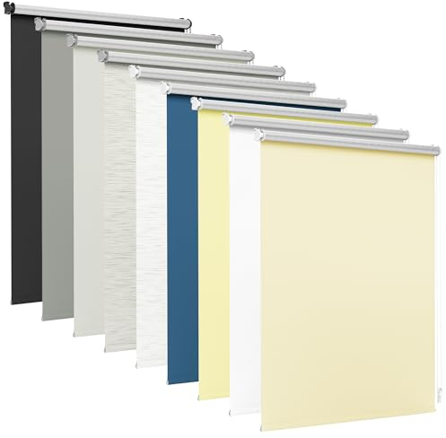 Jalousiescout Thermorollo ohne Bohren, Klemmfix Rollo mit Thermo-Beschichtung, Verdunkelungsrollo für Fenster und Türen, Sonnenschutz Sichtschutz, 140 x 210 cm (BxH), Schwarz