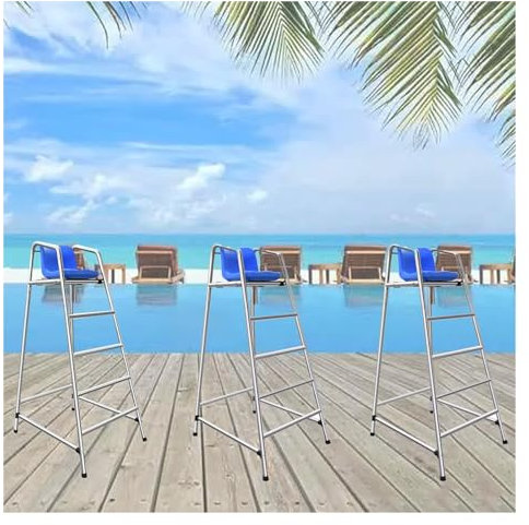 Chaise de sauvetage/piscine sauveteur Échelle 180cm de haut Chaises de sauveteur avec siège, Amovible Tabouret de bar Safety Life Guard Chairs Pour Piscine Pont Patio Lac Plage Jardin Arrière-cour Cha