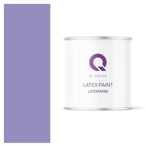 Q-COVER Latexfarbe 2L Lavender Blau – Matte Innenfarbe für Wand & Decke, Klasse 3, Hohe Deckkraft, Scheuerfest