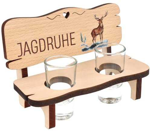 Spruchreif | Schnapsbank mit 2 Gläsern | Schnapsbank mit Farbdruck | Geschenk zum Geburtstag | Geschenk Jäger - Jagdruhe