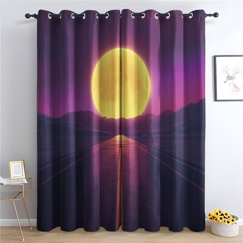 Vorhänge Vaporwave Japanische, Verdunkelungsvorhang 2er Set - Vorhang Blickdicht Orientalisch Asiatische Muster, Thermovorhang für Deko Wohnzimmer Schlafzimmer, Gardinen mit Ösen 175x140 cm (HxB)