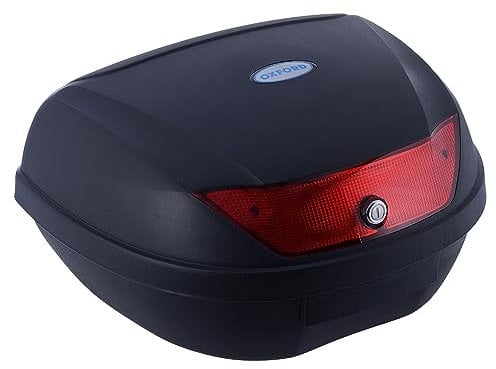 Oxford 52L Motorbike Top Box OL209 | Durable Black Luggage Storage with Reflector | Large Capacity Waterproof Helmet Box with Secure Lock | Universal Fit for Motorcycle, Scooter, ATV, Quad