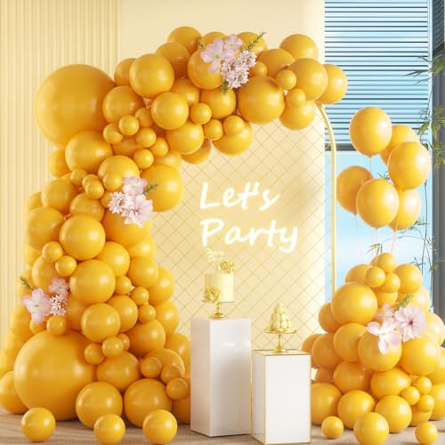 Luftballon Girlande Gelbe, 105 Stück 5 10 12 18 Zoll Retro Gelbe Ballon Girlande Geburtstag Set, Gelbes Luftballon Hochzeit Vintage Gelb Latex Ballons Set für Geburtstag Babyparty Hochzeit Party