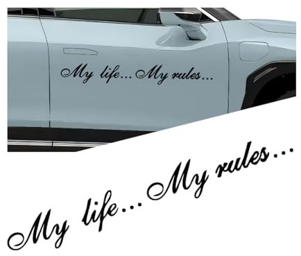 Adunsiaoto Für Auto-Heckscheibe Stoßstange Autokarosserie, Autofenster Aufkleber, Autosticker Decal Aufkleber Sticker, Kreative Autoaufkleber, My Life My Rules Aufkleber Für Autos(Schwarz)
