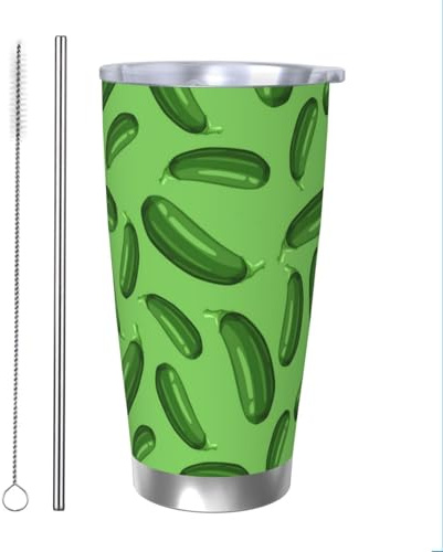 HDTVTV Grüne reife Zucchini Isolierte Wasserflasche 20 Unzen Edelstahlbecher Vakuumbecher Wasserflasche