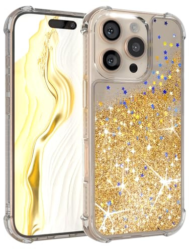 EAZY CASE Custodia glitterata compatibile con iPhone 16 Pro cover per telefono in silicone leggera lucida e antiurto protezione dalle cadute in Oro
