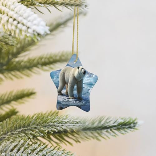 2024 Weihnachtsbaum Hängende Ornament Eisbär Eisstern Keramik Weihnachten Hängende Weihnachtsbaumschmuck Anhänger für Xmas Hochzeit Party Dekoration Keramik Ornamente