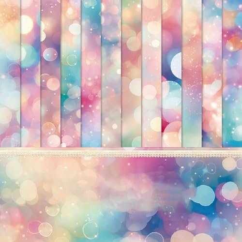 Scrapbook Papier Buntes Pailletten Muster Scrapbook Bastelpapier, 48 Blatt Rosa Decoupage Papiere Block Dekorpapier, Einseitiges Scrapbooking Papier Niedlich Motivpapier, 15.2x15.2 cm/6x6 in