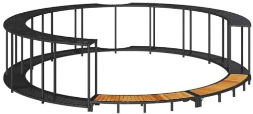 vidaXL Cadre de Bain à remous Rangement et Marche Noir résine tressée, encadrement de Spa, Enceinte de Spa extérieur, Habillage de Spa Rond