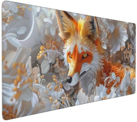Tapis de Souris 120x60 cm Grand Tapis Souris XXL, Animaux Renards Tapis de Souris Bureau Gamer, à Bords Cousus, Base en Caoutchouc Antidérapante, sous Main pour Clavier et Souris, Decor Maison E-229