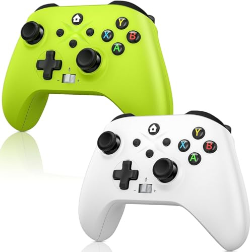 Nonbliep 2 Pack for Xbox Controller Series X|S, Xbox One X|S, PC, Wireless Controller with 2.4GHz Adapter/Macro/Turbo/3.5mm Audio Jack/Dual Vibration Green+White Need to Upgrade