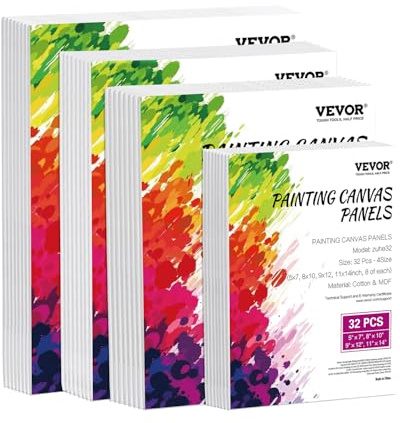 VEVOR Toile blanche pour peinture, lot de 32, toile à peindre avec 4 tailles, tableau en toile pour la peinture pour croquis, peinture acrylique et à l'huile, aquarelle, pour enfants et professionnels
