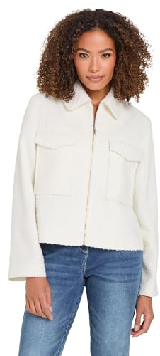 M&Co White Boucle Zip Through Jacket - Women's
