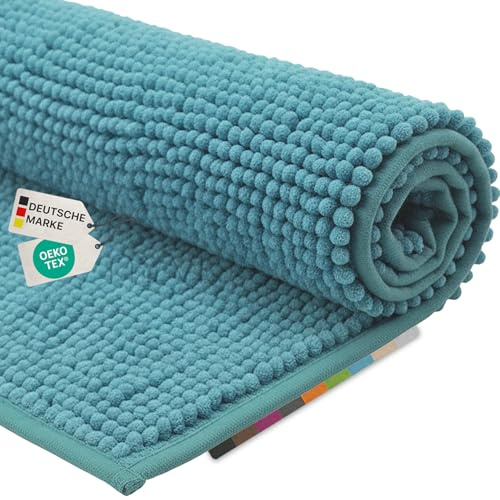 NYVI Badematte NYVISpa Chenille Badematten Set 45x50 + 50x80 cm Aqua