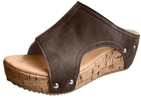 Allbestop Chaussures Femme Compensées, Sabot Orthopédique Femme Sandales et Nu-Pieds Mules et Sabots Chaussures Mariage Sandales Évasées Respirantes à Talon Épais Fish Mouth(Café,42)
