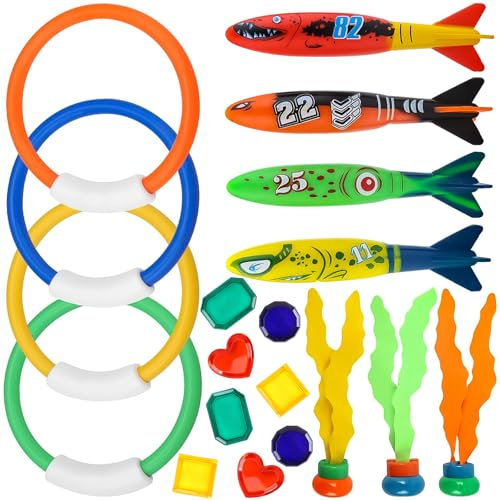 XTUDOU®19 Pezzi Giocattoli da Immersione, Giocattoli per Il Nuoto, Giochi per Piscina Bambini da Immersione per Bambini dai 4 Ai 12 Anni