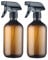 Aurdox Spray Bottles– 500ml Refillable & Durable Fine Mist Plastic Sprayers with Adjustable Nozzle for Hair Care, Essential Oils, Cleaning, Gardening – Amber Empty Water Bottles （2-Pack ）