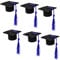 BESTYASH 6pcs Mini Graduation Cap Bottle Toppers with Tassels Cute Party Decorations for Graduation Celebrations Non Woven Wine Bottle Caps and Table Decor