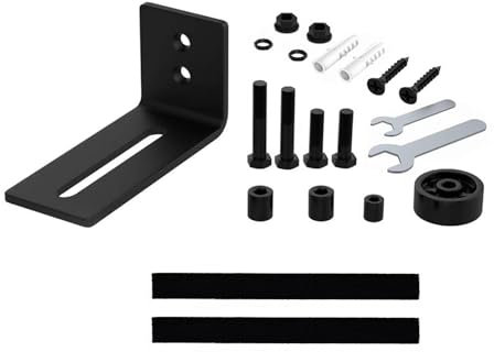 Guide de porte de grange coulissante, support mural réglable, 8 options d'installation pour grange, garage, jardin (noir)