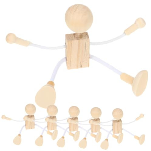 OSALADI 6stücke Holz Diy Puppen Unfinished Cartoon Für Basteln Malerei Handwerk Spielzeug Aus Naturmaterial Mit Filigranem Design Kleineiguren Zur Dekoration