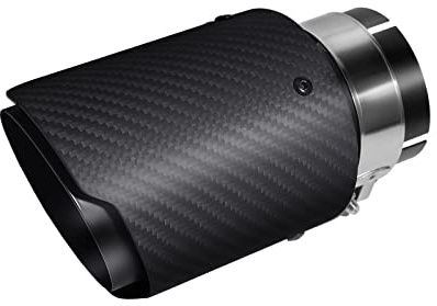 Krtopo 60mm (2,36) Einlass Auspuffspitzen Edelstahl & Carbon Auspuffspitzen mit Bolt-On 89mm (3,5) Auslass Auspuff Sound Booster Universal Auto Schalldämpfer (Matt Schwarz)